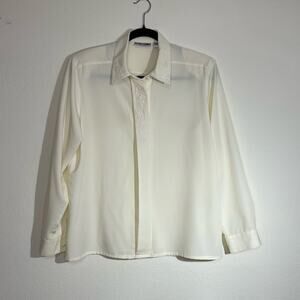 Alfred Dunner Ivory Petite Embroidered Long Sleeve Shirt 12P
